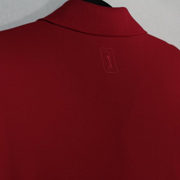 PGA Tour Shirt Men's Medium Red Long Sleeve Solid Golf Polo - Picture 9 of 10